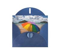 POEZJZW Umbrella By The Sea Pearl - Tarjetas de Navidad de papel, con sobres azules, tarjetas de agradecimiento, boda, día de San Valentín, 10 unidades