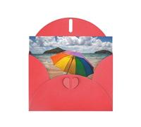 POEZJZW Umbrella By The Sea Pearl - Tarjetas de Navidad de papel, con sobres rojos, tarjetas de agradecimiento, boda, día de San Valentín, 10 unidades