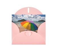 POEZJZW Umbrella By The Sea Pearl - Tarjetas de Navidad de papel, con sobres rosas, tarjetas de agradecimiento, boda, día de San Valentín, 10 unidades