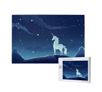 Poezjzw Unicorn Under The Stars - Rompecabezas clásico de madera de 1000 piezas, decoración moderna del hogar, juego intelectual, 75 x 50 cm