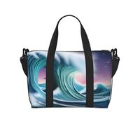 Poezjzw Vast Tsunami - Bolsa de viaje para fin de semana, bolsas de mano de mano para mujer, bolsas de hospital para trabajo de parto y parto, bolsa de equipaje nocturna, color negro, talla única,