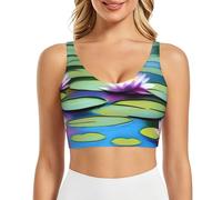 POEZJZW Water Lilies in Water - Brasier deportivo para mujer, sin mangas, atlético, gimnasio, chaleco en forma de U para entrenamiento y fitness, Negro, S