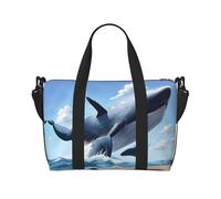 Poezjzw Whale - Bolsa de viaje para fin de semana, bolsa de mano para mujer, bolsas de hospital para trabajo de parto y parto, bolsa de equipaje nocturna, color negro, talla única, Negro, One Size