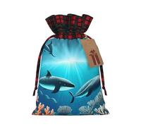 POEZJZW Whales Under The Sea - Bolsa de regalo con cordón ajustable, perfecta para celebraciones, Navidad, cumpleaños, fiestas, etc