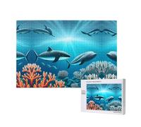 Poezjzw Whales Under The Sea - Rompecabezas clásico para adultos, 1000 piezas, rompecabezas de madera moderno para decoración del hogar, juego intelectual, 75 x 50 cm