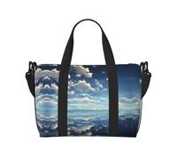 Poezjzw White Clouds Over The Sea - Bolsa de viaje para equipaje de mano, resistente al agua, para fin de semana y noche, plegable, Negro -, Talla única