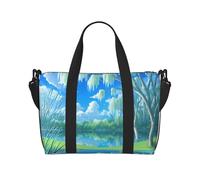 Poezjzw Willows On The Waterfront - Bolsa de viaje para fin de semana, bolsas de mano de mano para mujer, bolsas de hospital para trabajo de parto y parto, bolsa de equipaje nocturna, color negro,