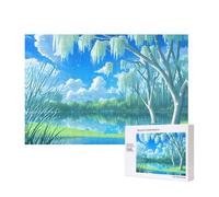 Poezjzw Willows On The Waterfront Classic - Rompecabezas de madera de 300 piezas, decoración moderna del hogar, juego intelectual de 28 x 40 cm
