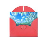 POEZJZW Willows On The Waterfront - Tarjetas de Navidad de papel perlado, con sobres rojos, tarjetas de agradecimiento, boda, día de San Valentín, 10 unidades