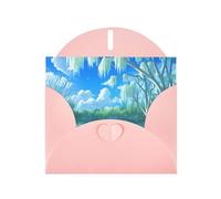 POEZJZW Willows On The Waterfront - Tarjetas de Navidad de papel perlado, con sobres rosas, tarjetas de agradecimiento, boda, día de San Valentín, 10 unidades