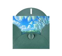 POEZJZW Willows On The Waterfront - Tarjetas de Navidad de papel perlado, con sobres verde oscuro, tarjetas de agradecimiento, boda, día de San Valentín, 10 unidades