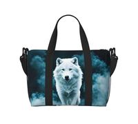 Poezjzw Wolf With Smoke - Bolsa de viaje para fin de semana, bolsa de mano para mujer, bolsas de hospital para trabajo de parto y parto, color negro, talla única, Negro, One Size
