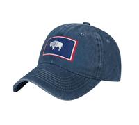 POEZJZW Wyoming State Flag - Gorra de béisbol para hombre y mujer, ajustable, unisex, color negro, azul marino, Talla única