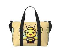 Poezjzw Yellow Bee - Bolsa de viaje para fin de semana, bolsa de mano para mujer, bolsas de hospital para trabajo de parto y parto, bolsa de equipaje nocturna, color negro, talla única, Negro, One