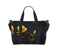 Poezjzw Yellow Roses Starry Night Travel Duffel Bag Carry On Bolsa de equipaje resistente al agua Bolsas de fin de semana para noche plegable, Negro -, Talla única