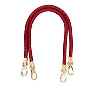 POFET 1 par de asas de bolso de hombro de repuesto, asas de cuero para bolso con correas de cuerda trenzada y ganchos giratorios de metal - Rojo