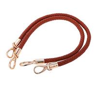 POFET 1 par de asas de bolso de hombro de repuesto, asas de cuero para bolso, correas de bolso de cuerda trenzada con ganchos giratorios de metal - Marrón