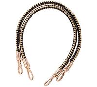 POFET 1 par de asas de repuesto para bolsa de hombro, asas de cuero, correas de cuerda trenzada con ganchos giratorios de metal, negro y dorado