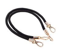POFET 1 par de asas de repuesto para bolso de hombro, asas de cuero, correas de cuerda trenzada con ganchos giratorios de metal, color negro