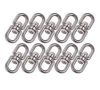 POFET 10 piezas M5 304 de acero inoxidable doble extremo giratorio ojo a ojo giratorio anillo conector para colgar silla giratoria parrilla, columpio, correa para perro