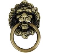 POFET 10 pomos de puerta estilo retro vintage para armario, cajón, metal, cabeza de leones antiguos, color amarillo bronce
