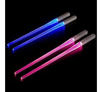 POFET 2 Pares de Palillos de Sable de luz con luz LED para Cena en la Cocina - Azul + Rosa