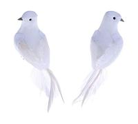 POFET 2 piezas de plumas artificiales de espuma blanca, palomas falsas, palomas para manualidades, decoración del hogar, jardín, boda, decoración