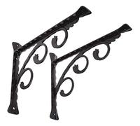 POFET 2 soportes para estante de pared de estilo europeo en forma de L de 12 x 15 cm, soporte para colgar en la pared, estante floral, 90 grados, color negro