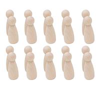POFET 20 Piezas Naturales sin Pintar Hembra Masculina pequeños cuerpos de muñeca de Clavija de Madera para Manualidades de Bricolaje Pintura Artesanal Tallada - Chica 53 mm