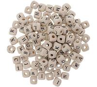 POFET 300pcs 10mm Cuentas de Letras de Cubo de Madera Cuentas de Madera cuadradas para Manualidades DIY Fabricación de Joyas Juguetes para niños - Multicolor