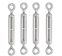 POFET - 4 cuerdas de alambre de acero inoxidable M10 304 para ojo y ojo, tensión fuerte, utilizado para sombrear, instalación de tiendas, cables o cuerdas