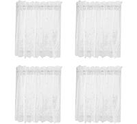 POFET 4 paneles de gasa con encaje bordado para ventana pequeña, cenefa transparente para cocina, cafetería, decoración del hogar, etc. 74 x 61 cm, color blanco