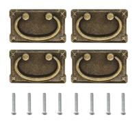 POFET 4pcs Manijas de bronce antiguo del tirón del anillo del cajón de la vendimia, decoración de la manija de los muebles