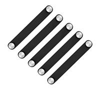 POFET 5 manijas de puerta de armario nórdico de piel sintética suave para armarios, cajones, muebles (26 x 140 mm), color negro