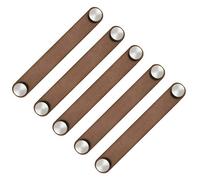 POFET 5 manijas de puerta de armario nórdico de piel sintética suave para armarios, cajones, muebles (26 x 170 mm), color marrón