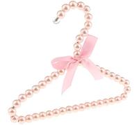 POFET 5 perchas de ropa con cuentas de perlas de imitación para niños con lazo de cinta, perlas, perlas pequeñas, perchas de ropa, color rosa