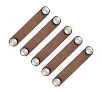POFET 5 tiradores nórdicos de piel sintética suave para puerta de armario, cajón y accesorios para muebles (26 x 140 mm), color marrón