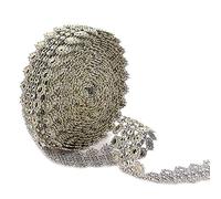 POFET 5 Yardas Flor de Cristal Rhinestone Cadena Malla Adornos de Cinta artesanías de Costura Apliques Oro