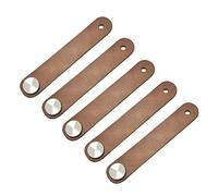 POFET 5pcs Nordic Armario Gabinete Puerta Manija Suave Cuero PU Manijas de Puerta para Armario Tiradores de Cajón Muebles Hardware (26 x 140mm) - Marrón