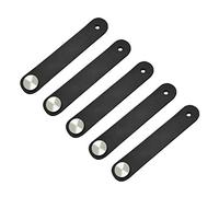 POFET 5pcs Nordic Armario Gabinete Puerta Manija Suave PU Cuero Manijas de Puerta para Armario Cajón Tiradores Muebles Hardware (26 x 140mm) - Negro