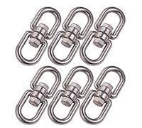 POFET 6 piezas M8 304 de acero inoxidable doble extremo giratorio ojo a ojo giratorio anillo conector para colgar silla giratoria parrilla, columpio, correa para perro