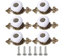 POFET 6 pomos redondos de cerámica para cajones de armarios, tiradores de puerta vintage, tiradores de cerámica para muebles de cocina, armario, habitación de niños, decoración - blanco