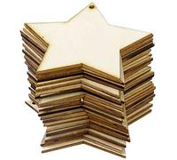 POFET Adornos de madera con estrellas vacías para manualidades, 30 piezas de 8 x 8 cm