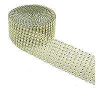 POFET Cinta acrílica de diamantes de imitación de 4 cm para tartas de boda, decoraciones de cumpleaños, eventos de baby shower y proyectos de arte y manualidades, color dorado