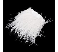 POFET Cinta de 2 yardas de plumas de avestruz natural suave para coser vestidos, decoración, manualidades, ropa, boda, decoración, costura, manualidades, 13-15 cm (blanco)