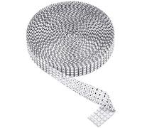 POFET Cinta de diamantes de imitación de acrílico de 2 cm para tartas de boda, decoraciones de cumpleaños, eventos de baby shower y proyectos de arte y manualidades, color plateado