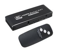 POFET Conmutador HDMI2.0 4K@120Hz, Tres entradas y una Salida, con Control Remoto, Apto para PS5/4, conmutadores, portátiles, decodificadores, televisores de PC, etc.