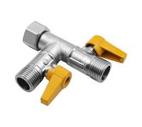 POFET Distribuidor en T de 1/2 Pulgada de latón con 2 interruptores giratorios, válvulas de conmutación de 3 vías de latón, Juntas para Lavabo Doble