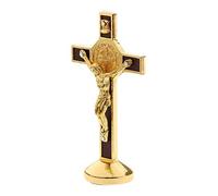 POFET Estatua de crucifijo de Jesucristo en forma de cruz para decoración de coche, hogar y capilla - Oro