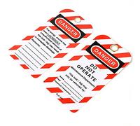 POFET Etiquetas de bloqueo de 20 unidades, plástico de nailon con bridas de cremallera | Danger Do Not Operate Loto Tag - Tats de seguridad de cumplimiento para bloqueo, fuera de servicio